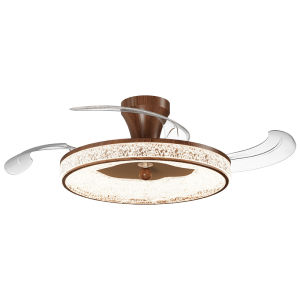 DGY | Invisible Fan Ceiling Light Quiet Walnut Wood Pattern Luxury Style