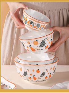 Shunxiang Ceramic Orange Fruit Dining Set Beautiful Countryside Style Porcelain Childrens Bowl Plate Vibrant Orchard Glaze