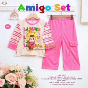 NEWW AMIGO SET KIDS MOTIF LUCU BY NIA RUMAISHA // OOTD ANAK PEREMPUAN BAHAN KNIT