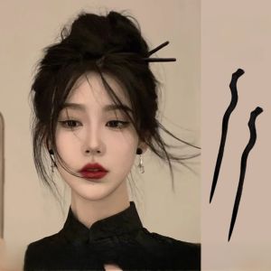 New Chinese Style Wooden Hairpin Womens Gown Hanfu Hair Accessories for Back of Head Bun Hairpin Horse Face Skirt Headwear