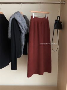 Spring Autumn Thickened High Quality Loose Knitted Long Skirt Womens Hip Covering Slimming Warm Versatile Mini Midi Skirt
