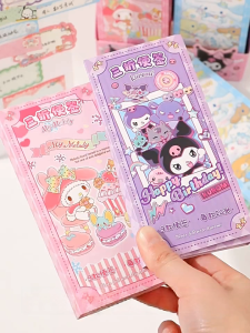 Sanrio Sticky Notes Set - Kuromi My Melody Cinnamoroll Pochacco Designs 9 Styles 180 Sheets Cute Cartoon Foldable Memo Pads for School Office Journaling
