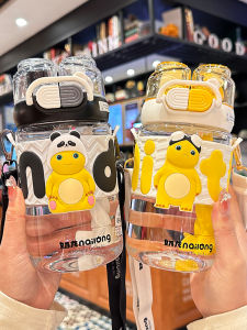 Cốc Nước Hình Rồng Dễ Thương Dung Tích Lớn Có Ống Hút Cốc Đựng Thức Ăn Cấp Độ Nhựa Cốc Đựng Nước Có Dây Đeo Cốc Đựng Nước Có Ống Hút Cho Trẻ Em