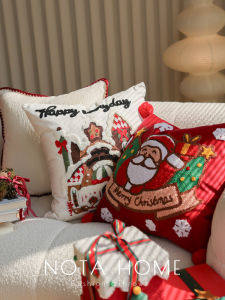 หมอนรองนั่งทรงสี่เหลี่ยมปักลายคริสต์มาส หมอนรองนั่งสำหรับตกแต่งบ้านใหม่ หมอนรองนั่งสำหรับโซฟา หมอนกันกระแทกแบบแข็ง หมอนรองนั่งแบบอเนกประสงค์