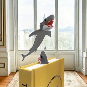 1pc Creative 3D Great White Shark Bookmark - Durable Plastic Black with Red Teeth Detail Fun Bookmarks Book Marks