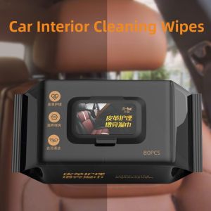 Car Interior Leather Care Wipes Dashboard Plastic Seat Strong Stain Removal Coating Car Cleaning Towels Auto Detailing Supplies