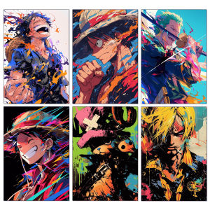 Bandai | Anime Diamond Painting One Piece Luffy Full Diamond Mosaic Embroidery for Living Home Decor Cartoon Wall Art Picture Painting