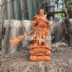 Tượng quan công xách đao gỗ hương cao từ 20-->60cm cực đẹp sắc nét