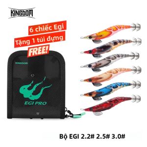 Bộ Mồi Câu Mực Giả Kingdom 6 Chiếc EGI 2.2 #   2.5 #   3.0 #   Mồi Câu Chìm Dạ Quang Để Câu Cá Biển Bạch Tuộc Mực Nang
