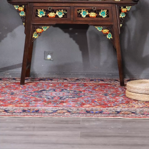 ไม้เนื้อแข็งแกะสลักโต๊ะบูชารูปแบบฟักทองดอกไม้ตู้เก็บบูชาโต๊ะบูชาจีนโบราณเทพเจ้าแห่งความมั่งคั่งพระพุทธรูปยืน