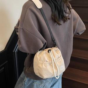 Nylon Drawstring Bucket Bag Small Crossbody Bag for Women Travel Leisure Commuting Mobile Phone Bag Super Soft Shoulder Bag