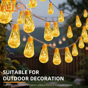 Solar-powered Outdoor String Lights S14 Garden Fairy String Lights 8 Modes for Courtyard Camping Gardens Fence Tent Decoration