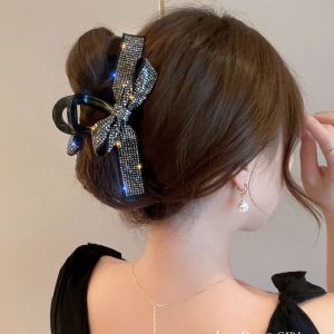 Korean Fashion Bow Shiny Hair Clip Elegant Rhinestone Hairpin Women Hair Clamp Hair Accessories for Girls