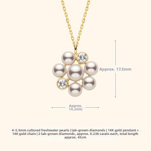 Helas | Garden-inspired Pearl and Lab Diamond Pendant Necklace