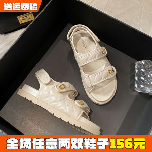Adhesive Roman Style Thick Heel Sandals for Women Summer 2025 New Fashion Large Size Shoes 41 to 43 Korean Version Low Heel