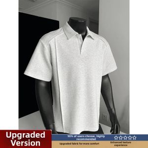 Boxy Fit Heavyweight Construction Polo Shirt Flower Gray Summer