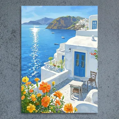 Acrylic Paint By Numbers Mediterranean Scenery Painting By Numbers on Canvas Coloring By Number for Adults Paint Digital Art
