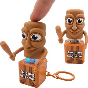 TungTungTung Sahur LED Móc Khóa Tralalo Cá Mập Thiết Kế Đồ Chơi Giải Tỏa Căng Thẳng Di Động Vật Trang Trí Cho Người Lớn Thép Không Gỉ O-Khóa