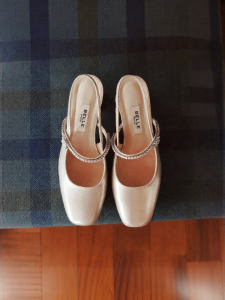 Belle | Comfortable Square Heel Peep Toe Wedge Sandals Summer Wedding