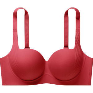 AIMO | Earsey Underwear Womens Gathered Wedding Bride Lucky Year No Side Breast Prevention No Sagging Seamless Red Bra Set