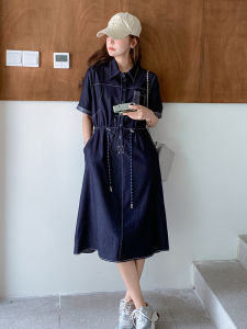YINLUOYA | Elegant Ageless French Style Denim Dress Slimming Thin High Waist A-Line Skirt Summer Fashion Commute Korean Version Unique