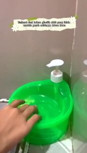 Tempat Sabun Bulat 1000ml + Spons Cuci Piring (2in1) Dispenser Sabun Cair Botol Soap Pump Wadah Sunlight Viral