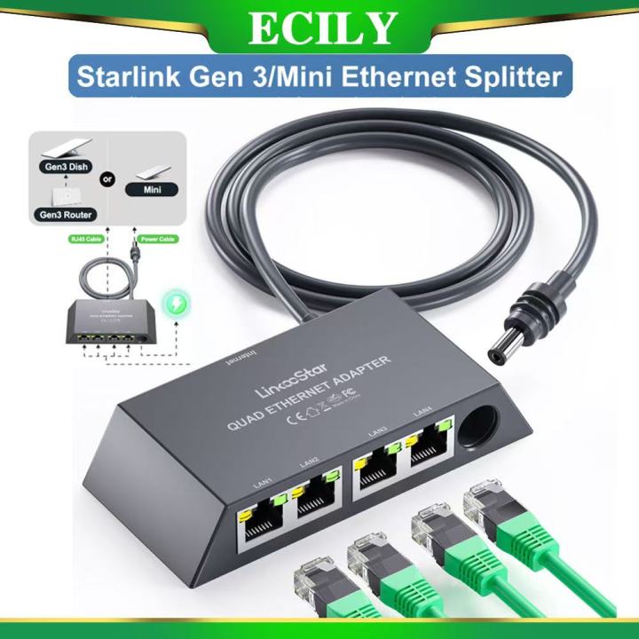 Starlink 4 Ports Ethernet Adapter for Starlink Gen3/ Starlink Mini ...