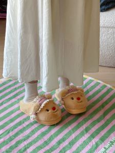 Dép Bông Dày Dễ Thương Ấm Áp Trong Nhà Mùa Đông Chống Trượt EVA Đế Phẳng Thoải Mái Cho Nữ Dép Bông Thời Trang Phong Cách Hoạt Hình