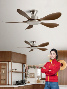 HUANGJIANG | Quạt Trần 5 Cánh Lớn Gió Lớn Im Lặng Phong Cách Retro Nhà Bếp Phòng Khách Inverter Điều Khiển Từ Xa Đèn LED Tích Hợp