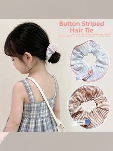 NING ZHOU | Colorful Striped Button Ponytail Hair Ties