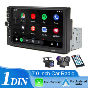 Hippcron 7“ Car Radio 1 Din Multimedia Player Support Carplay Android Auto HD Touch Screen FM AUX Input BT Mirror Link TF Card