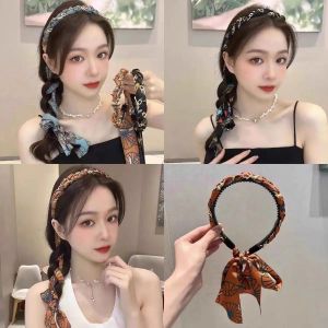 Retro Chain Braided Hair Band One-Piece Ribbon Headband Fancy Hair Band Female Hair Tie Hair Fixer Hair Clip Headdress