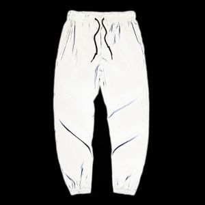 Night Hip Hop Reflective Cycling Pants Mens Streetwear Elastic Waist Bicycle Hiking Casual Pants Male Reflective Sweatpants