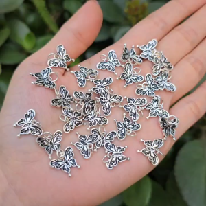 Q2373 Charm treo Bạc Thái 925 bươm bướm hồ điệp 14x15mm làm mặt dây chuyền hoa tai - Phong Thuỷ TUDO P