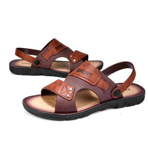 2026 Leather Sandals For Men Summer Fashion Beach Shoes Male Trend Mens Casual Slippers Non-slip Open-toe Sandals Shoes Male