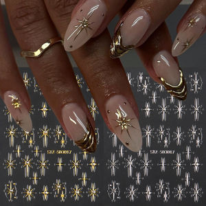 2 Miếng Dán Trang Trí Móng Tay 3D Chrome Y2K Hình Sao Vàng Bạc Đính Đá Lấp Lánh Chất Liệu Dính Dùng Trang Trí Móng Tay