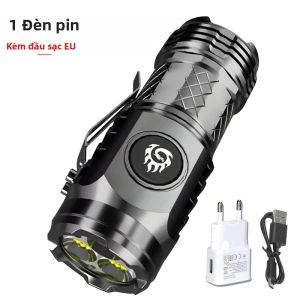 Đèn Pin Cầm Tay LED Siêu Sáng Sạc Lại Được Chống Nước Độ Sáng Điều Chỉnh Được Đèn Khẩn Cấp Dùng Ngoài Trời