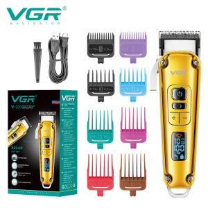 VGR | VGR 006 electric hair clipper metal retro mens electric push shear oil head carving LED intelligent digital hair trimming machi