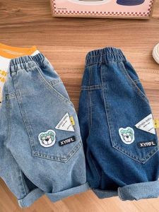 กางเกงยีนส์เด็กทรงหลวมสไตล์เกาหลี กางเกงขายาวทรงถั่วสำหรับเด็ก ฤดูใบไม้ร่วง 2025 กางเกงยีนส์เด็ก แฟชั่น เด็กชาย เด็กหญิง