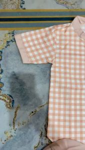 Koko Pakistan Anak Laki laki Motif Kotak Katun 1-9 Tahun - Setelan Muslim Kurta Pria Premium