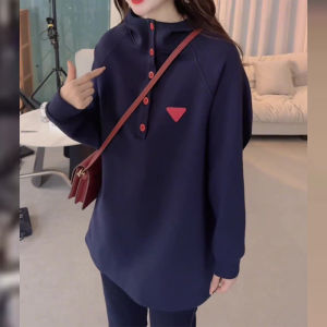 UYFY | เสื้อสเวตเตอร์มีฮู้ดแขนยาวสีฟ้าสำหรับผู้หญิง ทรงหลวม คอกลม แขนยาว ทรงหลวม แฟชั่นฤดูใบไม้ร่วง สำหรับคนรักสุขภาพและสัมผัสสบาย