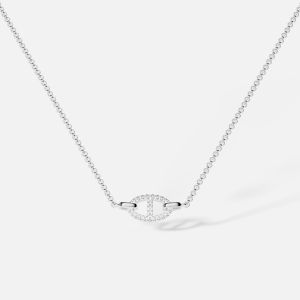 Adjustable White Link Necklace