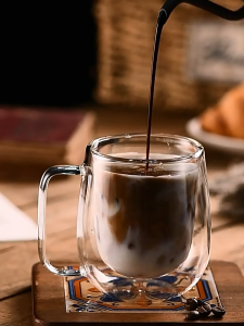 Double Wall Insulated Glass Coffee Cup with Handle | Heat Resistant Tea Cup 80ml 150ml 250ml 350ml 450ml 650ml