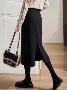 Stylish High-Waist A-Line Wool Skirt
