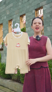 Bộ body cộc thương hiệu Asbaby chất vải petit cotton viscose mềm mại thoáng mátNewborn -18 tháng