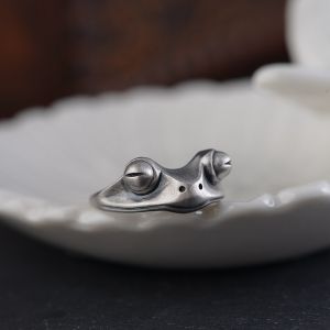 Original Design Frog S925 Sterling Silver Vintage Ring Men and Women Opening Cute Fortune Toad Lucky Ring