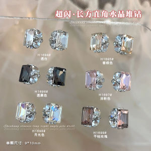 แฮนด์เมดน้ําแข็งน้ําตาลตกแต่งเล็บประกายเพชรสําเร็จรูป งานเต้นรำ คุณภาพสูง โปร่งแสง สีขาว สีดำ แชมเปญสีชมพูสวมใส่เล็บเพชร