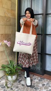 Tote bag Landscape Cotton Twill Zodiac Totebag Aesthetic Tutup Resleting