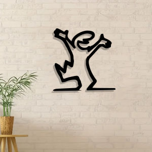 CIFbuy | CIFBUY Retro Abstract Figure Metal Wall Art Dynamic Pose Black Iron Salt Resistant Entryway Beach House Decor
