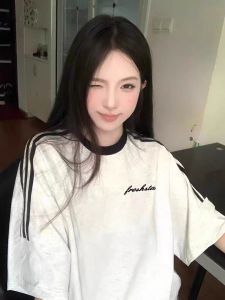 Pure Cotton Plus Size Three Bars T-shirt Womens Raglan Chubby Girl Summer Loose Retro Fashion Brand Half Sleeve Oversize Tops